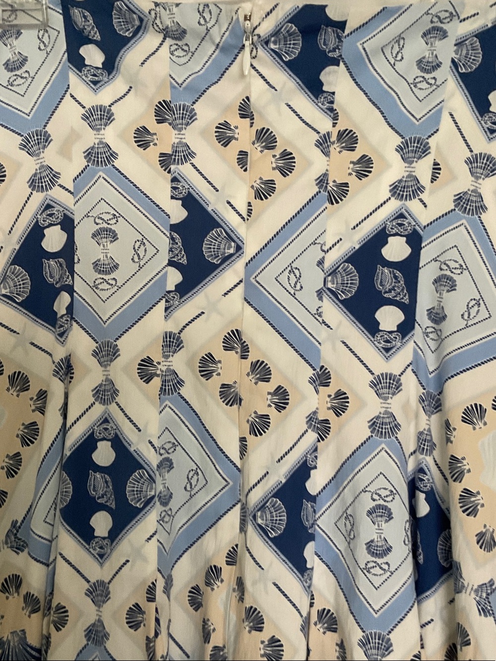 7 For All Mankind Strapless Maxi Dress-Blue & Cream Geometric/Shell Print-Small - Picture 5 of 9